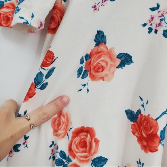 Forever 21 Girls Floral Fit Flare Dress White Pink - Picture 4 of 5